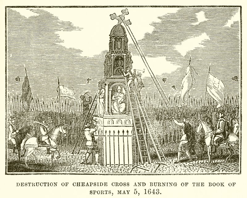 A Cheapside Cross megsemmisítése és a Sportkönyv felgyújtása, 1643. május 5 alkotó: English School