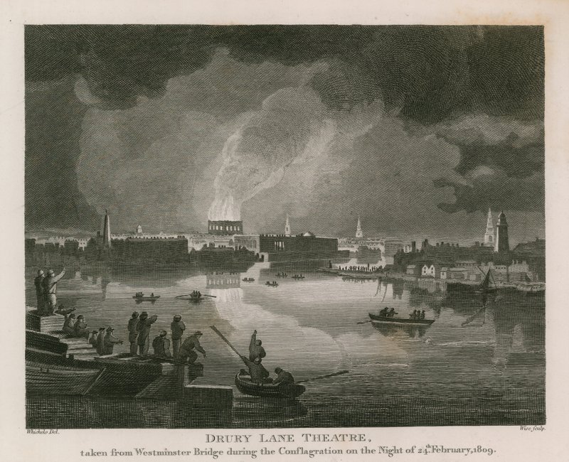 A Drury Lane Színház megsemmisítése, 1809. február 24 alkotó: English School