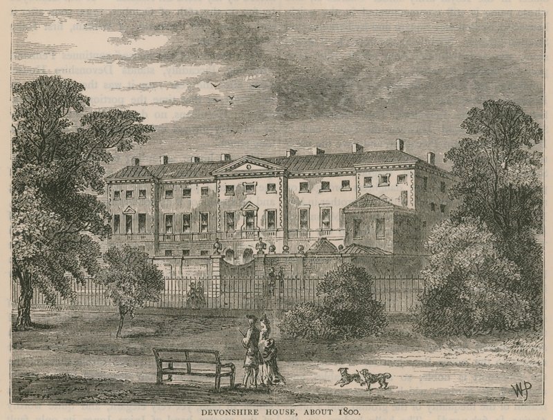 Devonshire House, London, 1800 körül alkotó: English School
