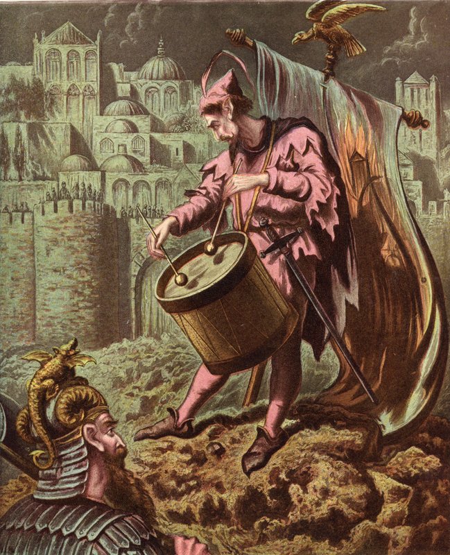 Diabolus dobos a Mansoul falai előtt alkotó: English School