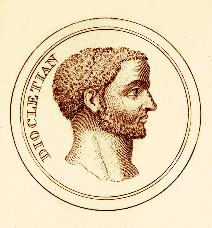 Dicoletianus, illusztráció a The Universal Historical Dictionary-ből, George Crabbtól, 1825-ben (digitálisan javított kép) alkotó: English School