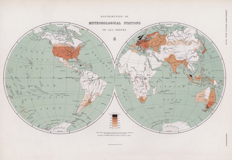 A meteorológiai állomások eloszlása minden rendfokozatban (színes litho) alkotó: English School