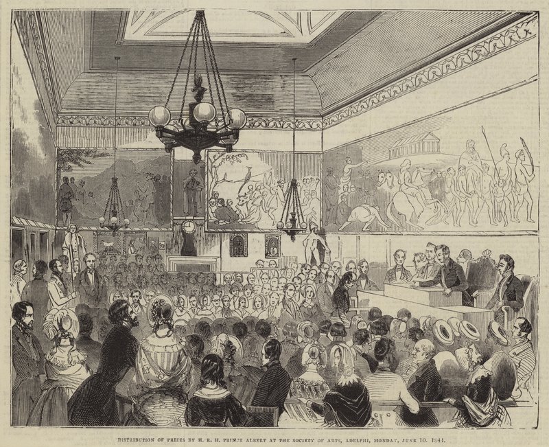 A díjak kiosztása HRH Albert herceg által az Adelphi-i Művészeti Társaságban, 1844. június 10., hétfő alkotó: English School