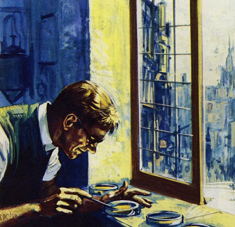Alexander Fleming orvos a londoni St. Marys Kórházban dolgozott alkotó: English School