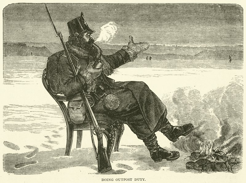Előőrs szolgálatot teljesít, 1870. december alkotó: English School