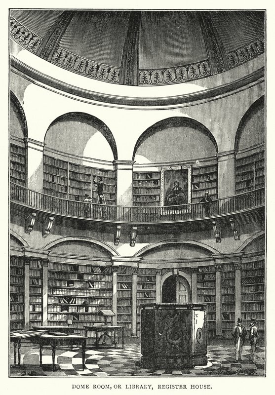 Kupolaterem vagy könyvtár, Regiszterház (metszet) alkotó: English School