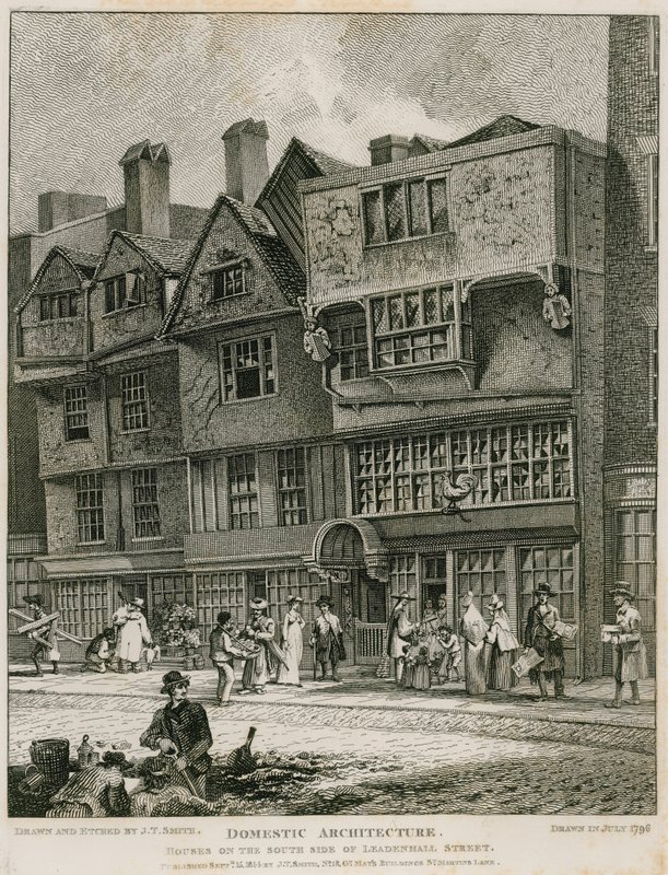 Hazai építészet: házak a londoni Leadenhall Street déli oldalán alkotó: English School
