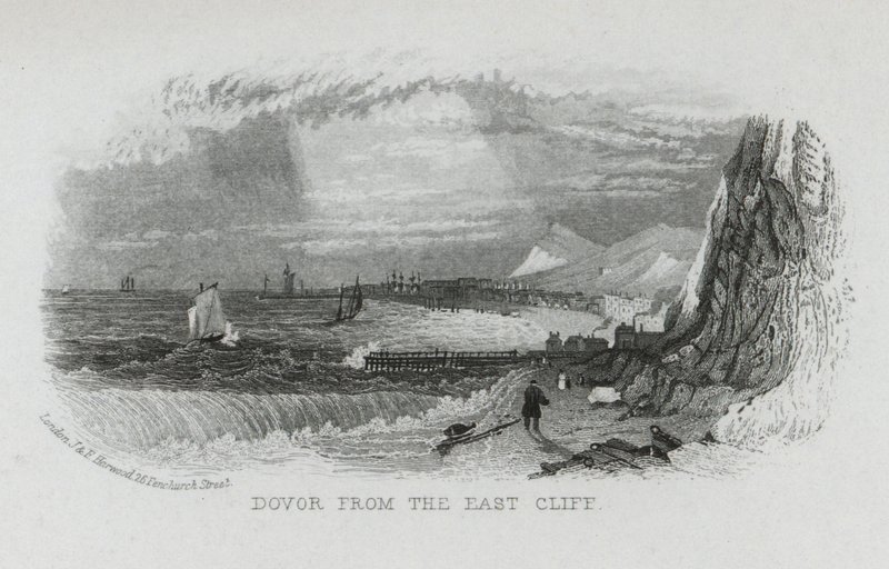 Dover az East Cliffről, Kent (metszet) alkotó: English School