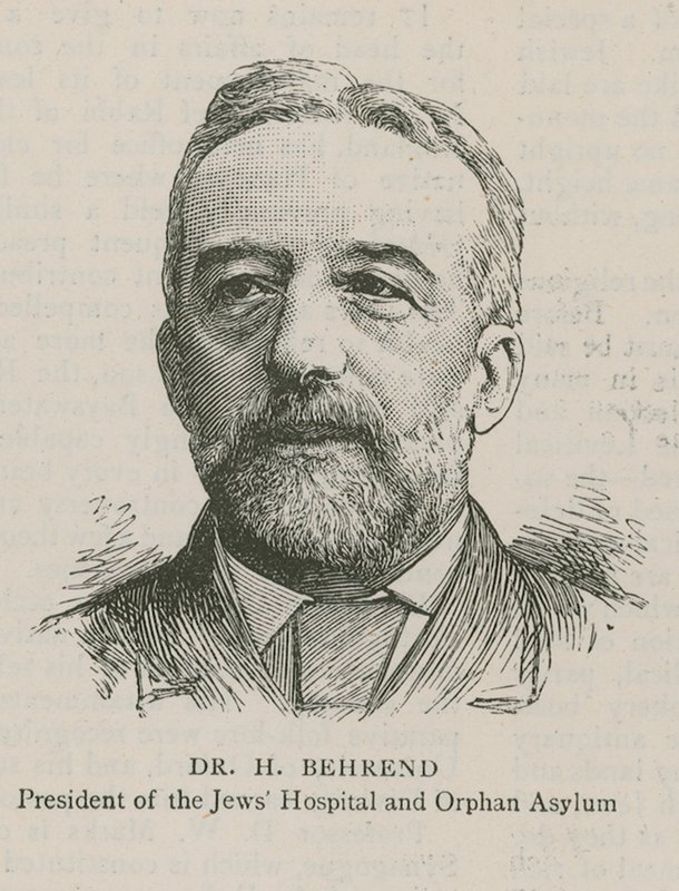 Dr. H. Behrend, a Zsidó Kórház és Árvamenhely elnöke alkotó: English School