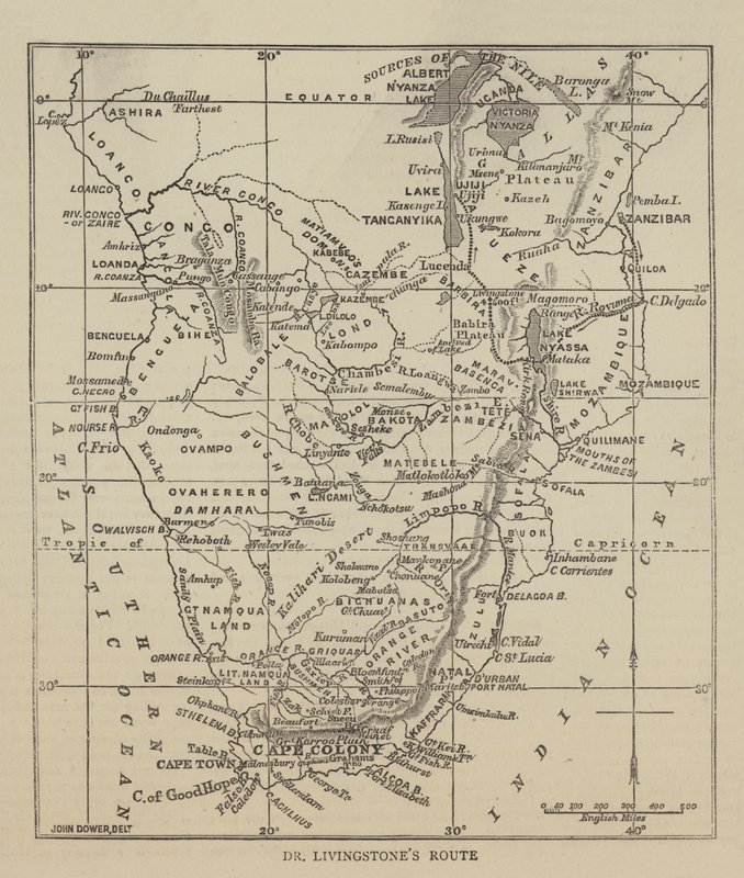 Dr. Livingstone útja (metszet) alkotó: English School