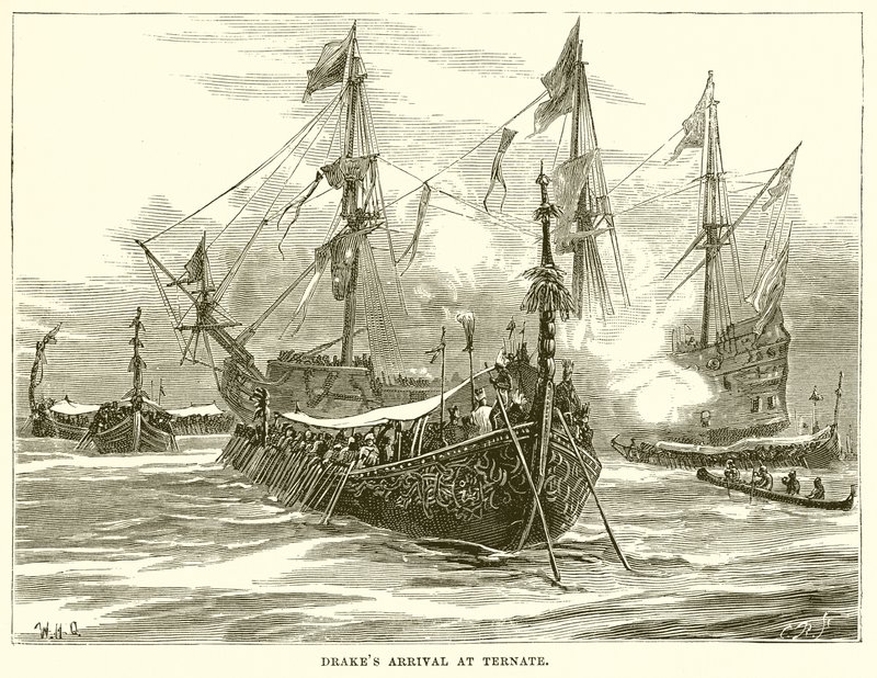 Drakes érkezése Ternatéba alkotó: English School