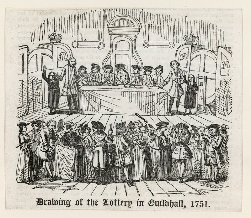A Guildhall-i lottó sorsolása, 1751 alkotó: English School