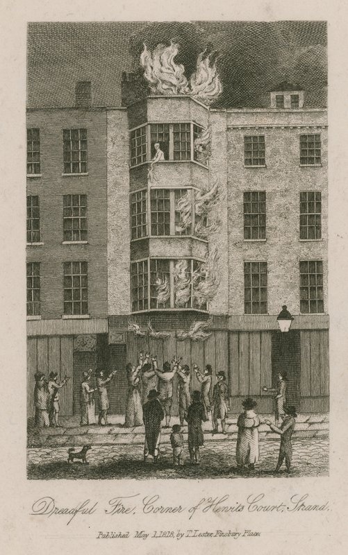 Rettenetes tűz, a Henrits udvar sarka, Strand alkotó: English School