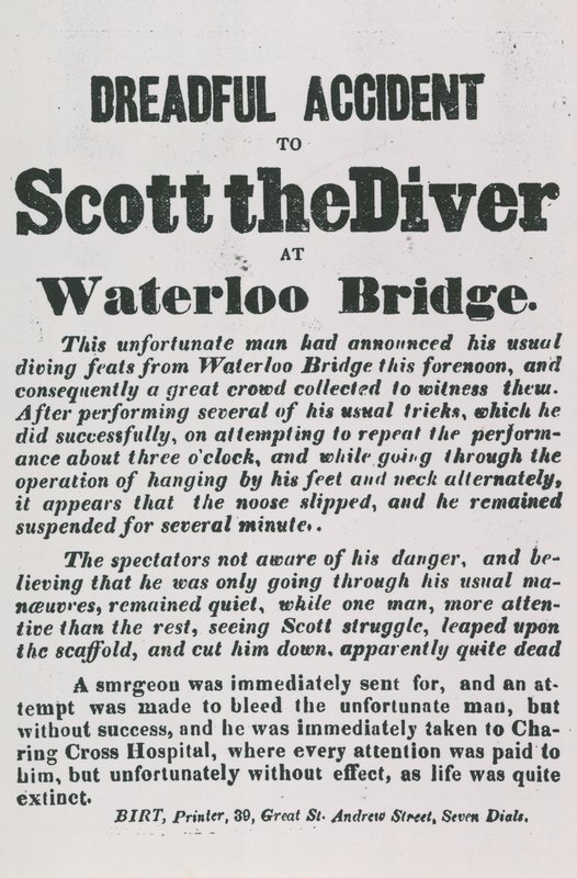Scott, the Diver szörnyű balesete a Waterloo hídon alkotó: English School