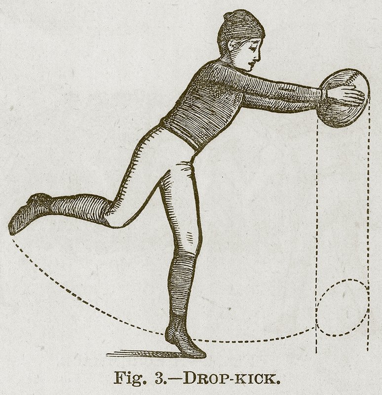 Drop-Kick, illusztráció: Cassells Book of Sports and Patimes, 1890 körül alkotó: English School