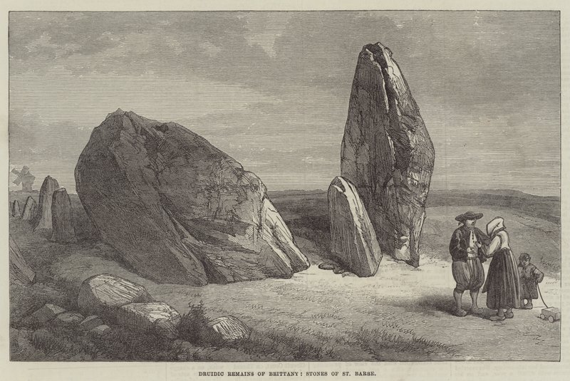 Bretagne druida maradványai, St Barbe kövei (metszet) alkotó: English School