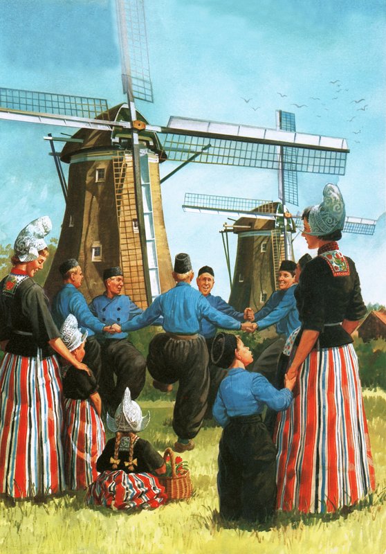 Holland tánc a De Zevensprong, vagy a Seven Jumps alkotó: English School