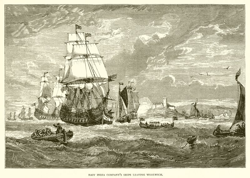 Kelet-indiai társaság hajói elhagyják Woolwicht (1623) alkotó: English School
