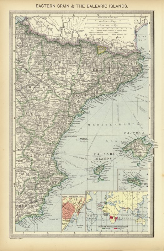 Kelet-Spanyolország és a Baleár-szigetek (színes litho) alkotó: English School
