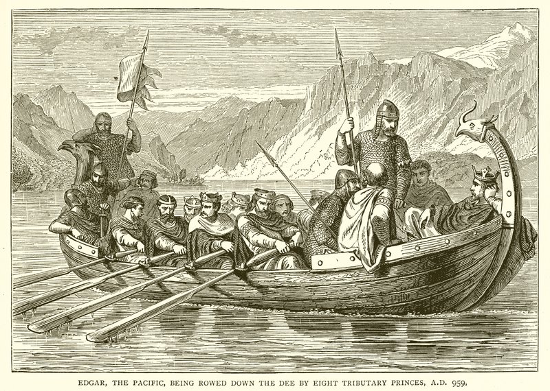Edgar, a Csendes-óceán, amelyet nyolc mellékherceg evezett le a Dee-n, Kr. u. 959 alkotó: English School