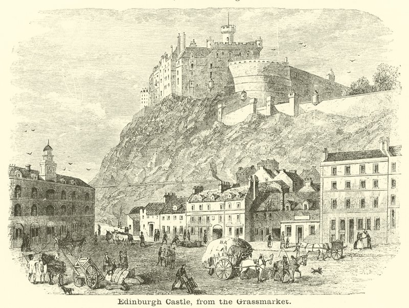 Edinburgh kastély, a Grassmarket felől alkotó: English School