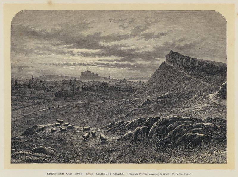 Edinburgh óvárosa, Salisbury Craigsből (metszet) alkotó: English School