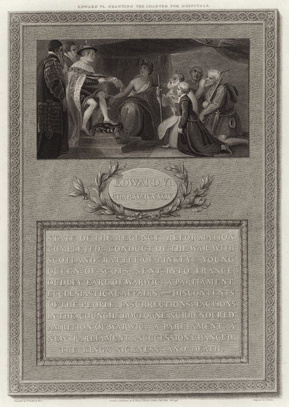 VI. Edward a Kórházak Chartájának megadása alkotó: English School