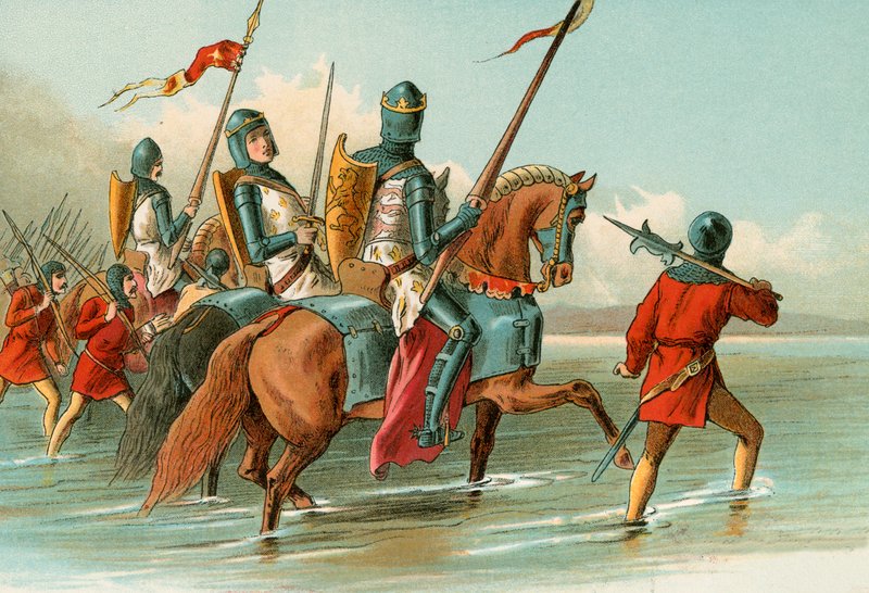 Edward, a Fekete Herceg átkel a Somme-on alkotó: English School