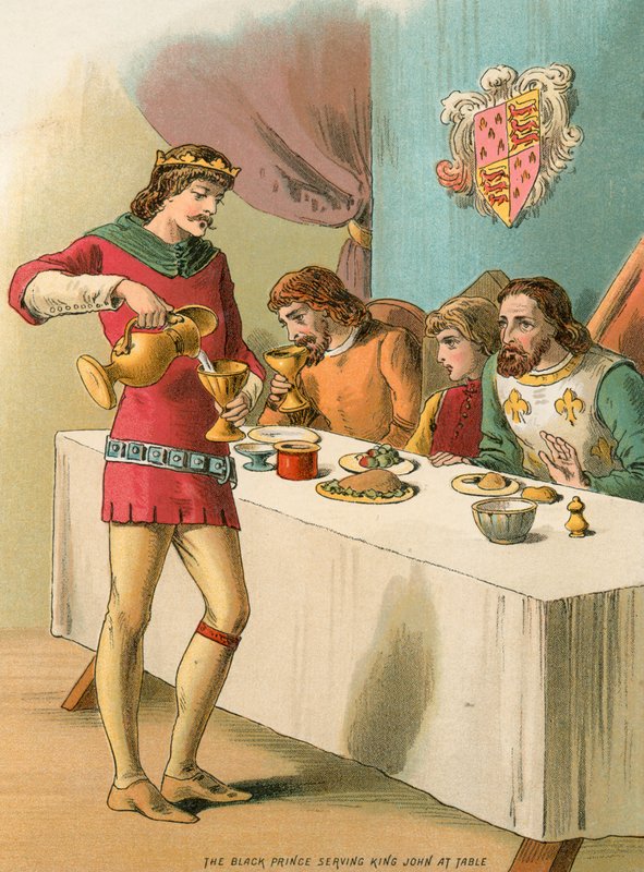 Edward, a fekete herceg, János királyt szolgálja az asztalnál alkotó: English School