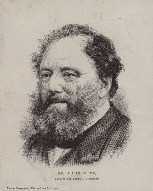 Edwin Lankester, angol sebész és természettudós, valamint a Central Middlesex állam halottkém alkotó: English School