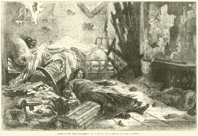 Egy lövedék robbanásának hatásai egy külvárosi házban, 1871. május alkotó: English School