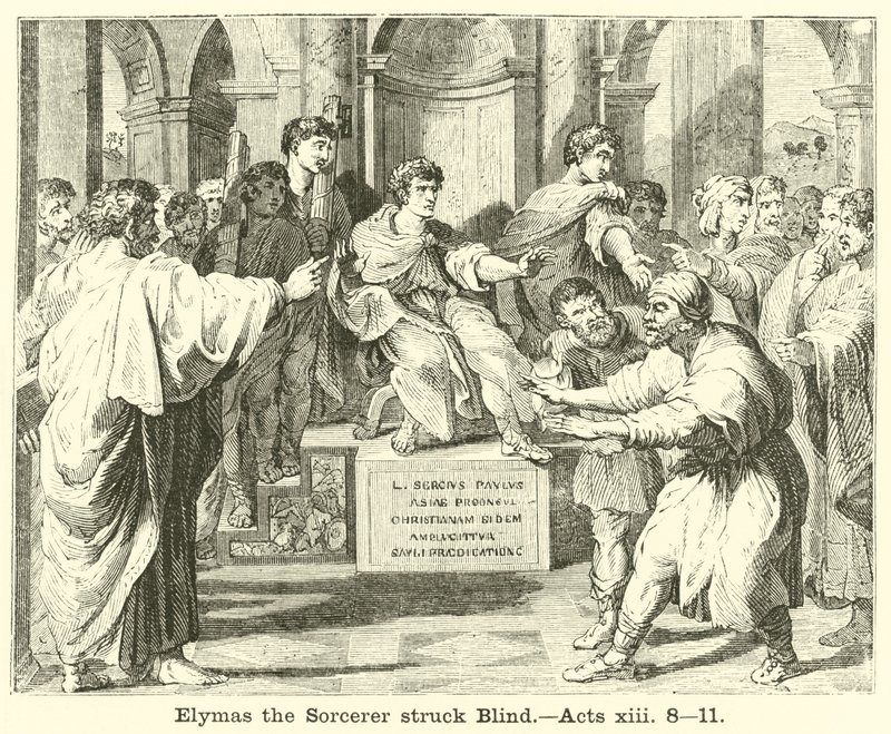 Elymas, a varázsló megütötte vakot, ApCsel, xiii, 8, 11 alkotó: English School