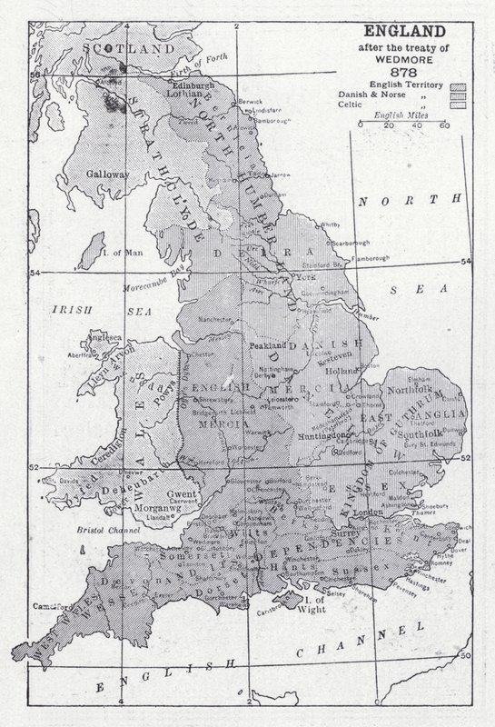 Anglia a 878-as Wedmore-i szerződés után (litho) alkotó: English School
