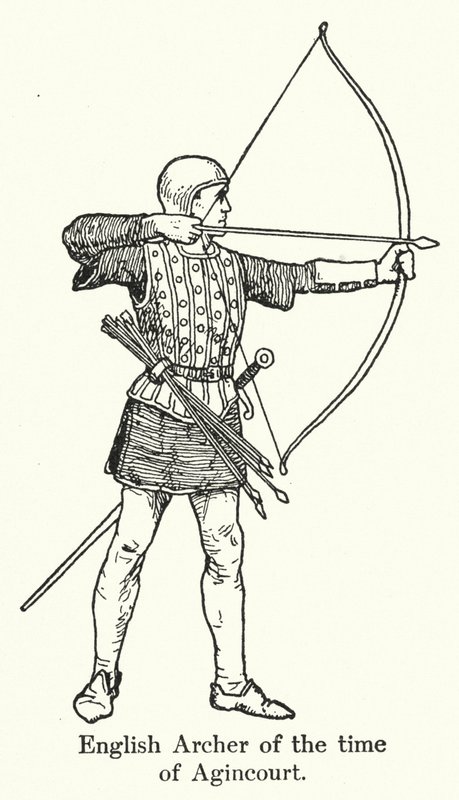 Agincourt korabeli angol íjász (litho) alkotó: English School