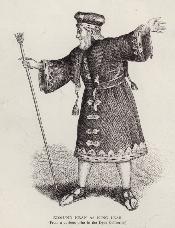 Edmund Kean angol színész a címszerepben Shakespeare Lear királyában (litho) alkotó: English School