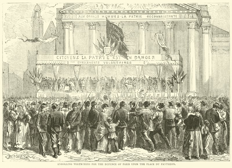 Önkéntesek felvétele Párizs védelmére a Place du Pantheonon, 1870. október alkotó: English School
