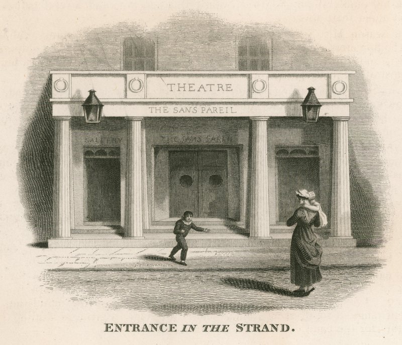 A londoni Sans Pareil Színház (Adelphi Színház) The Strand bejárata alkotó: English School