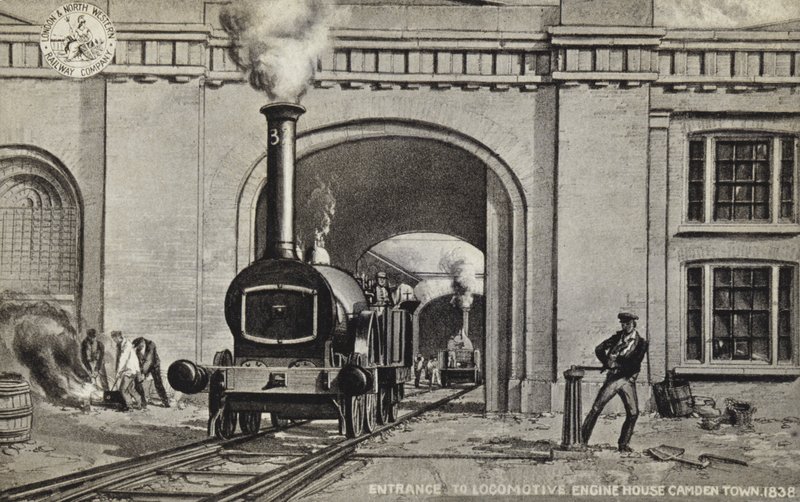 A mozdonygépház bejárata, Camden Town, 1838 alkotó: English School