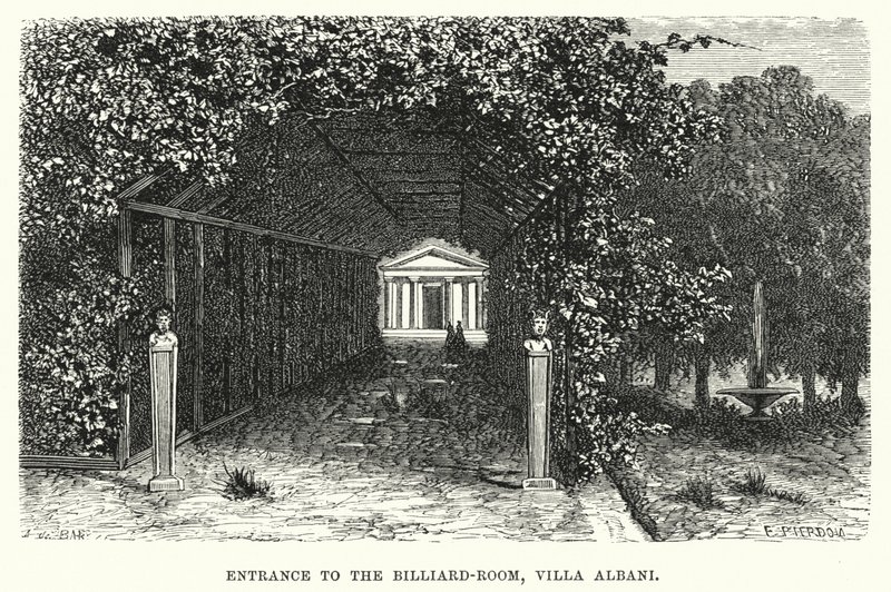 Bejárat a biliárdterembe, Villa Albani (metszet) alkotó: English School