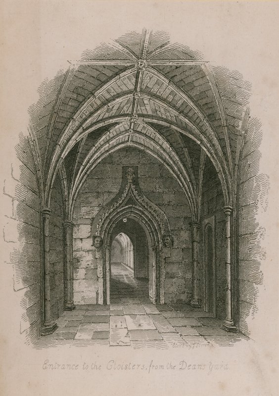A Cloisters bejárata a Deans Yard felől, a Westminster Abbey, London alkotó: English School