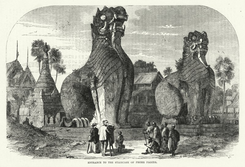 A Prome pagoda lépcsőjének bejárata (metszet) alkotó: English School