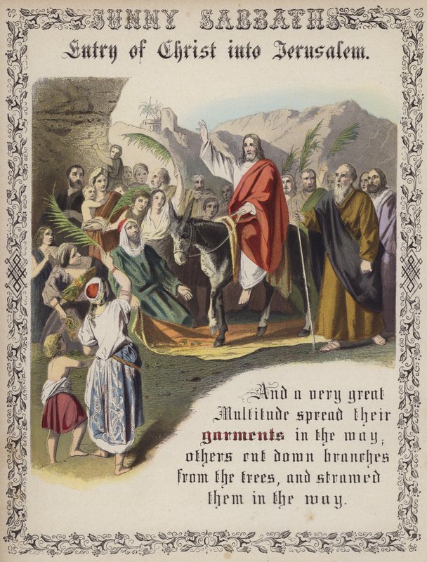 Krisztus belépése Jeruzsálembe (színes metszet) alkotó: English School