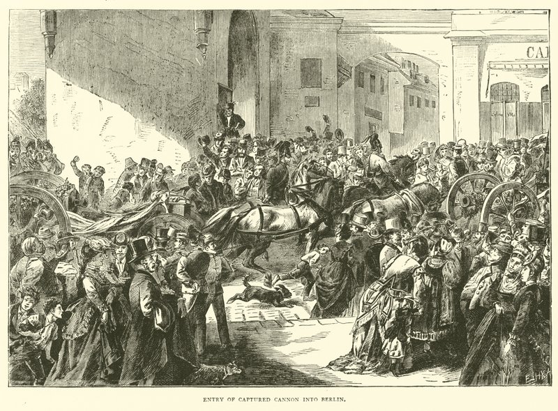 Az elfogott ágyúk beléptetése Berlinbe, 1870. szeptember alkotó: English School