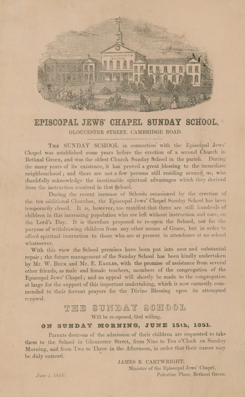 Episcopal Jews Chapel Vasárnapi Iskola alkotó: English School