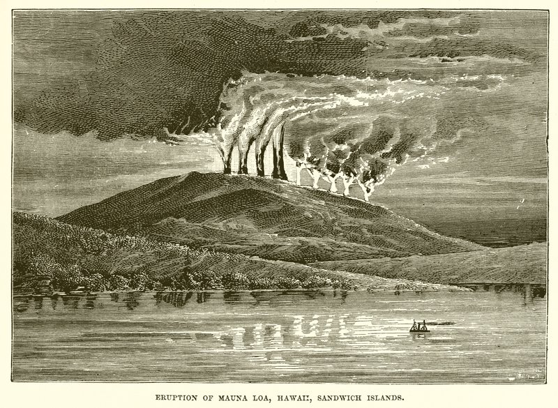 Eruption of Mauna Loa, Hawaii, Sandwich Islands alkotó: English School
