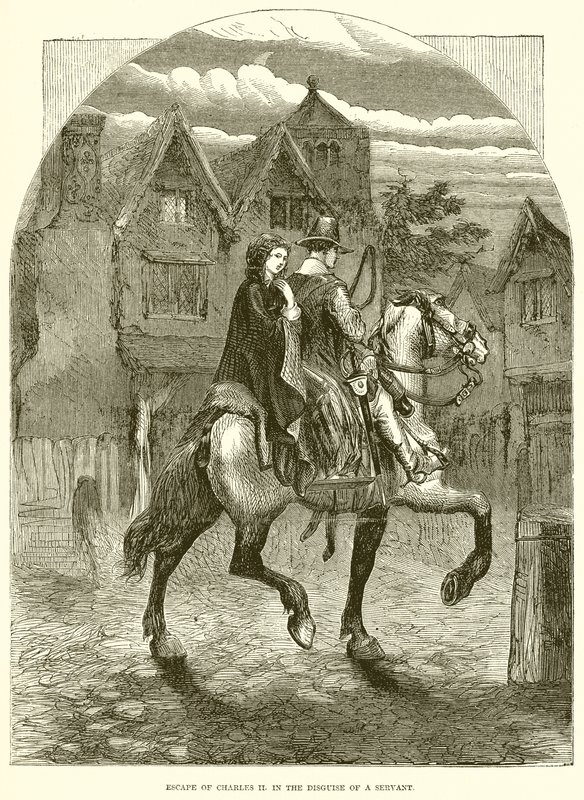 Károly szökése II. a szolgáló álruhájában alkotó: English School