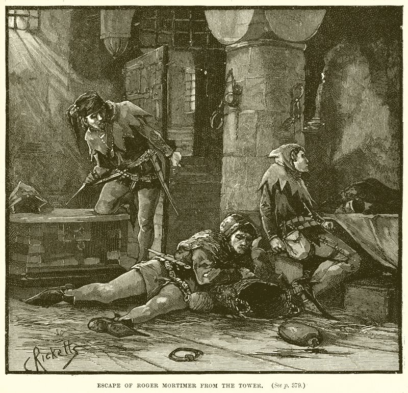 Roger Mortimer menekülése a toronyból alkotó: English School