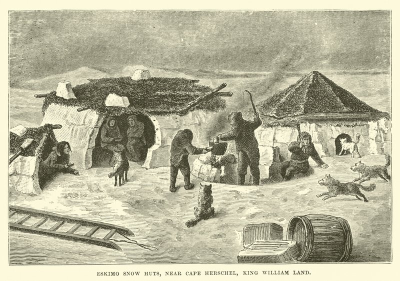 Eszkimó hókunyhók, a Herschel-fok közelében, Vilmos király földjén alkotó: English School