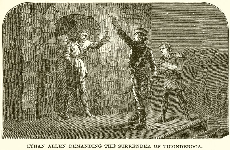 Ethan Allen Ticonderoga feladását követeli alkotó: English School