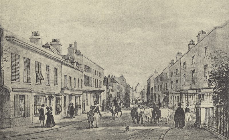Eton High Street, 1844 (mélynyomás) alkotó: English School